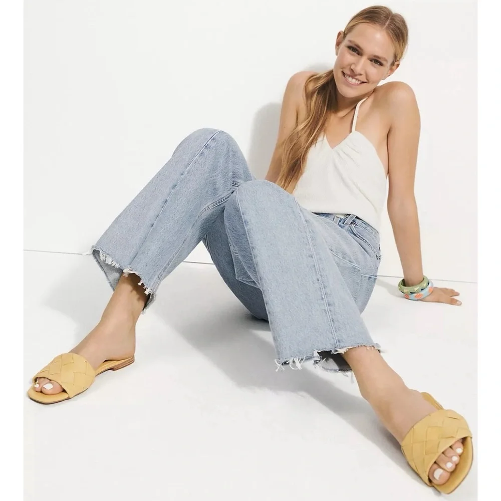 Anthropologie Silent D Ayda Woven Yellow Slide Sandals NWT Size 10 - Picture 6 of 13